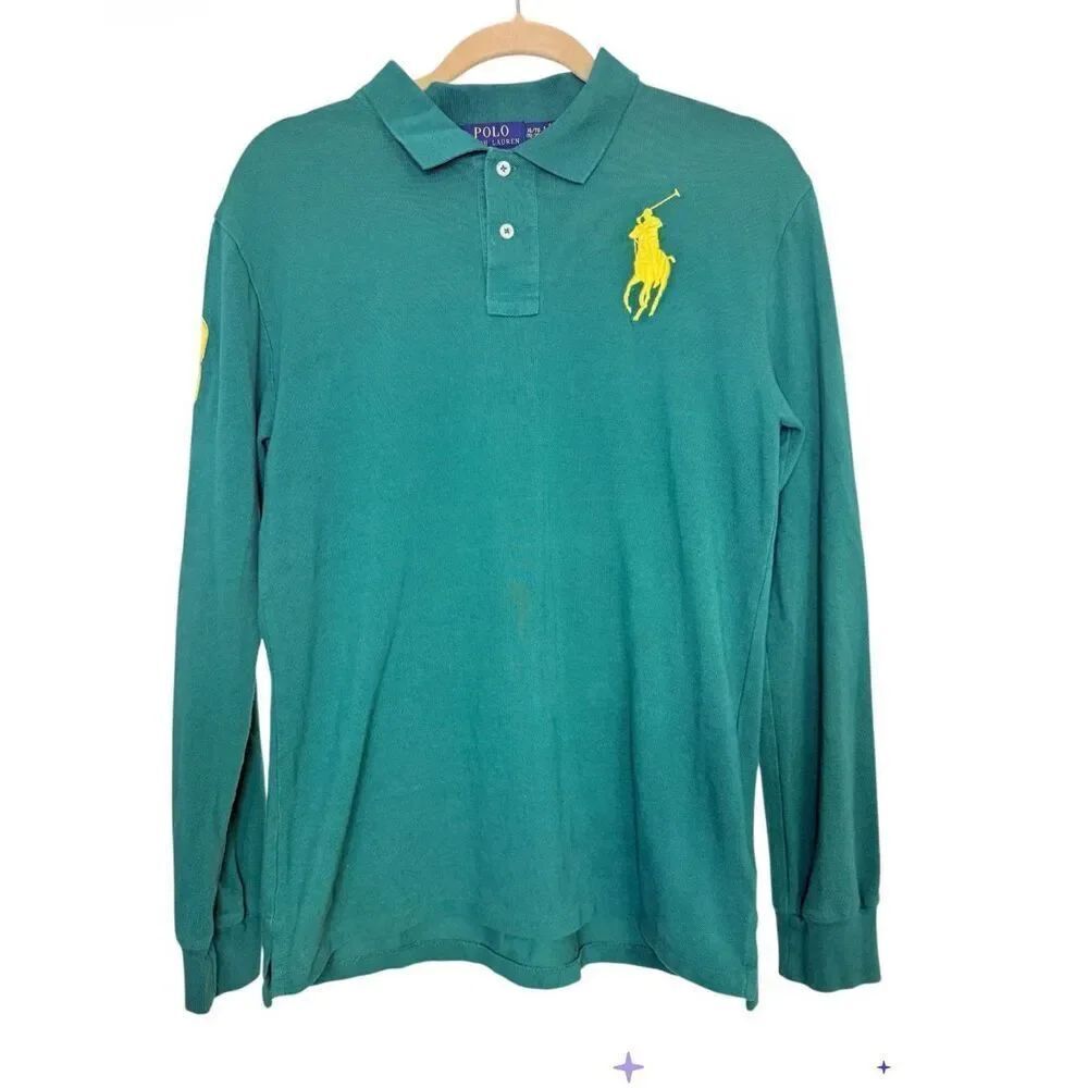 Polo Ralph Lauren Big Pony Green Long Slv Polo Shirt Boys XL (18-20)